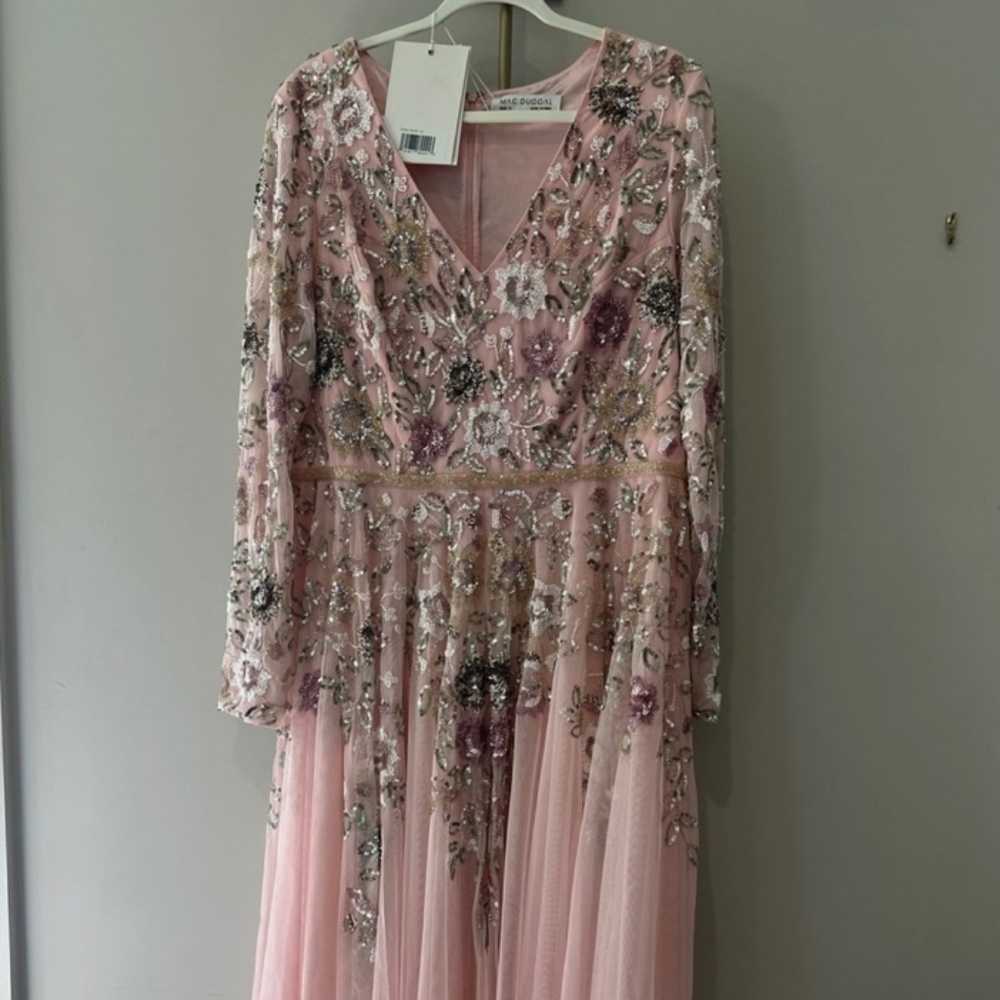 Embellished Pink Mac Duggal dress . Size 14. NWT - Picture 2 of 7